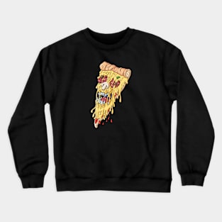 Pizza Crime, Skull, Fast food, Cartoon Crewneck Sweatshirt